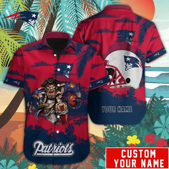 14% OFF Mascot New England Patriots Hawaiian Shirt Custom Name For Men