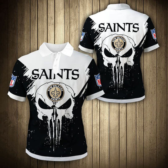 20% OFF New Orleans Saints Polo Shirt Mens Punisher Skull