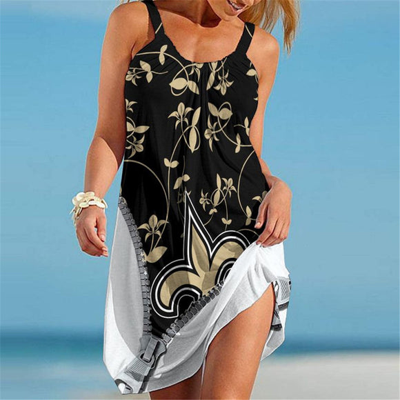 15% SALE OFF New Orleans Saints Sleeveless Floral Dress For Summer