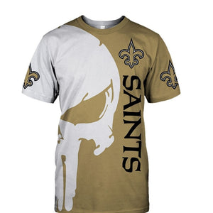 15% OFF Men's New Orleans Saints T Shirt Punisher Skull