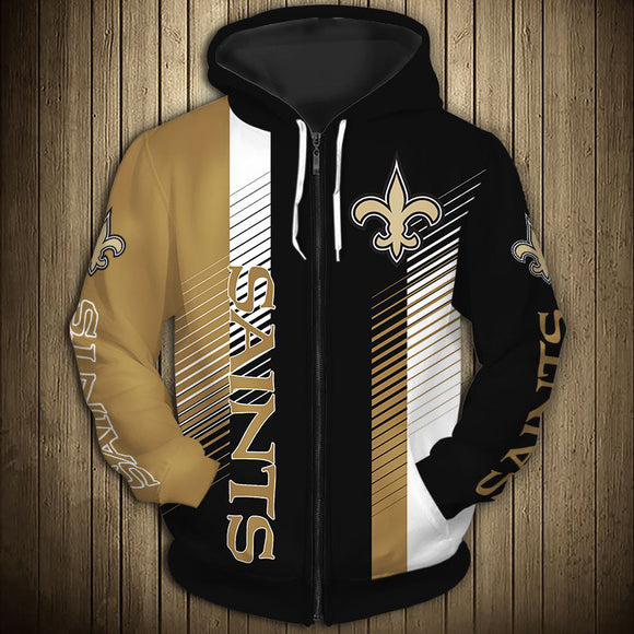 11% OFF New Orleans Saints Zipper Hoodie Stripe - Limited Time Offer