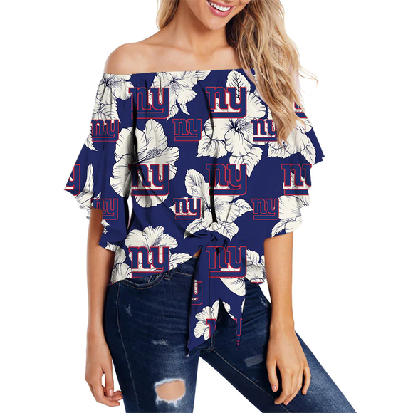 20% OFF New York Giants Strapless Bandage T-shirt Floral Half Sleeve