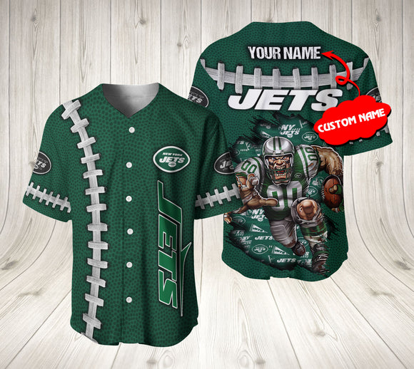 20% OFF New York Jets Baseball Jersey Mascot Logo Custom Name