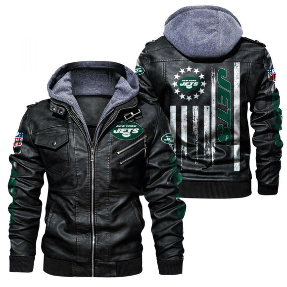 30% OFF New York Jets Faux Leather Jacket - Limited Time Offer