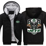 17% OFF Vintage New York Jets Fleece Jacket Skull For Sale