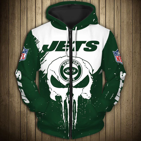 20% OFF Men’s Black New York Jets Hoodies Punisher Skull On Sale