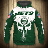 20% OFF Men’s Black New York Jets Hoodies Punisher Skull On Sale