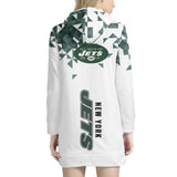 15% SALE OFF Women's New York Jets Triangle Hoodie Dress