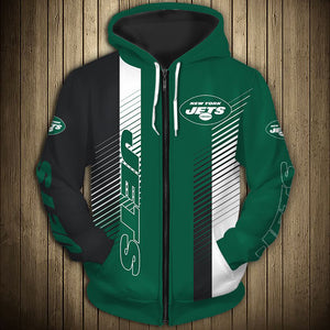 11% OFF New York Jets Zipper Hoodie Stripe - Limited Time Offer