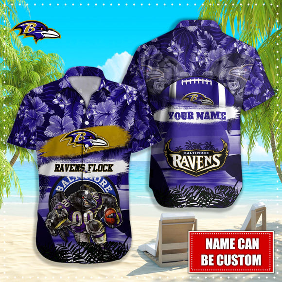 15% OFF Personalized Baltimore Ravens Hawaiian Shirt Mascot Cheap
