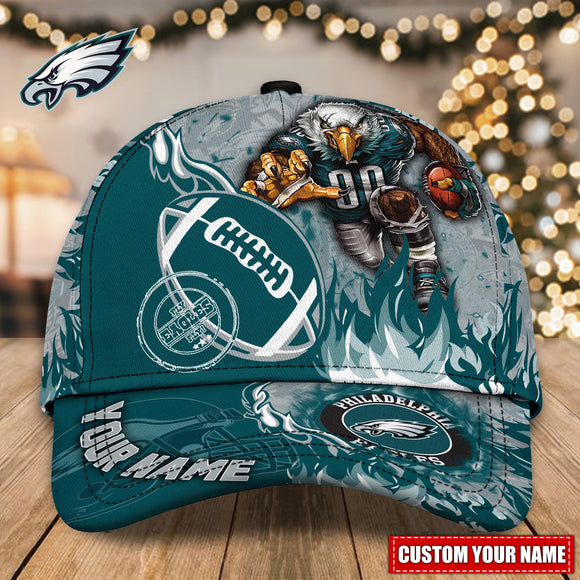 Hot Selling Philadelphia Eagles Adjustable Hat Mascot & Flame - Custom Name
