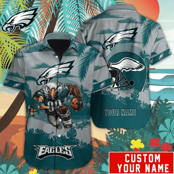 14% OFF Mascot Philadelphia Eagles Hawaiian Shirt Custom Name For Men
