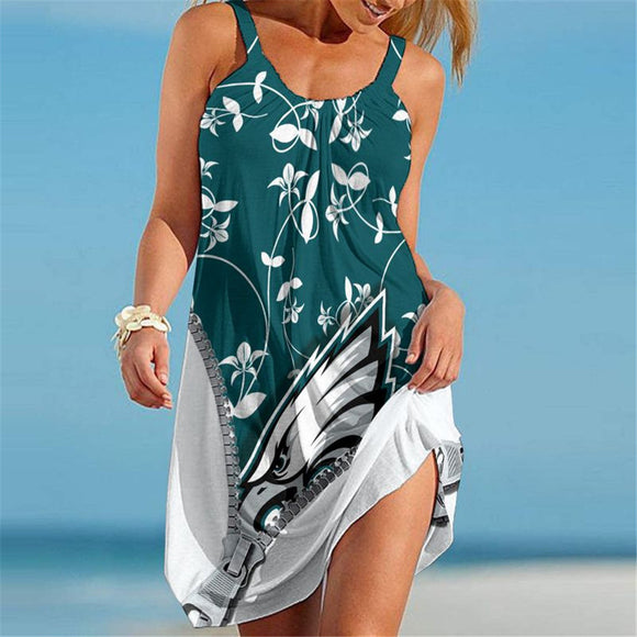 15% SALE OFF Philadelphia Eagles Sleeveless Floral Dress For Summer
