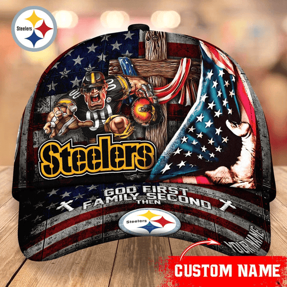 Lowest Price Pittsburgh Steelers Baseball Caps Mascot Flag Custom Name