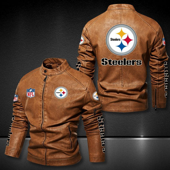 30% OFF Pittsburgh Steelers Faux Leather Varsity Jacket - Hurry! Offer ends soon