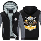 17% OFF Vintage Pittsburgh Steelers Fleece Jacket Skull For Sale