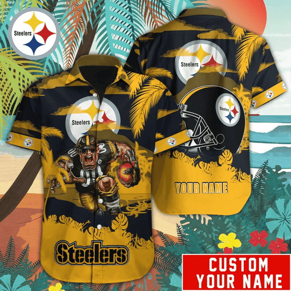 14% OFF Mascot Pittsburgh Steelers Hawaiian Shirt Custom Name For Men