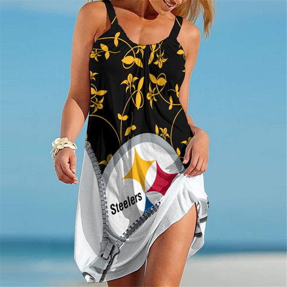 15% SALE OFF Pittsburgh Steelers Sleeveless Floral Dress For Summer