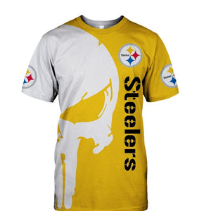 15% OFF Men's Pittsburgh Steelers T Shirt Punisher Skull