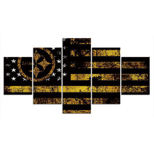 30 % OFF Pittsburgh Steelers Wall Art American Flag Canvas Print
