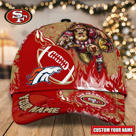 Hot Selling San Francisco 49ers Adjustable Hat Mascot & Flame - Custom Name