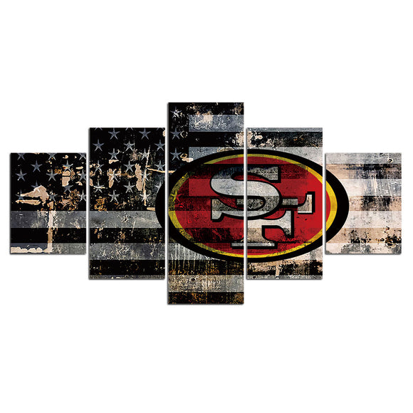 30 % OFF San Francisco 49ers Wall Art American Flag Canvas Print