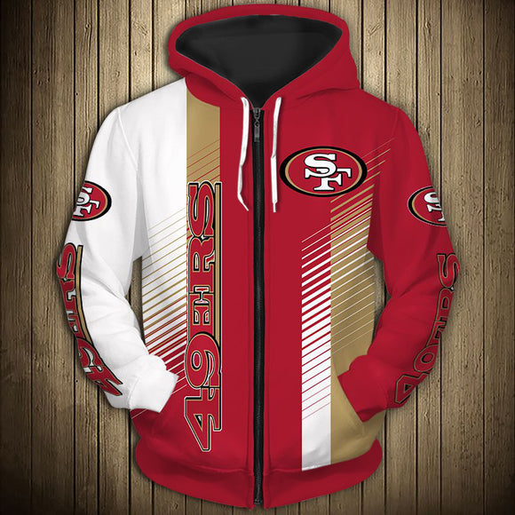11% OFF San Francisco 49ers Zipper Hoodie Stripe - Limited Time Offer
