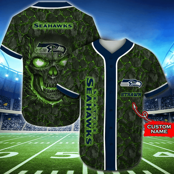 20% OFF Seattle Seahawks Baseball Jersey Skull Rock Custom Name