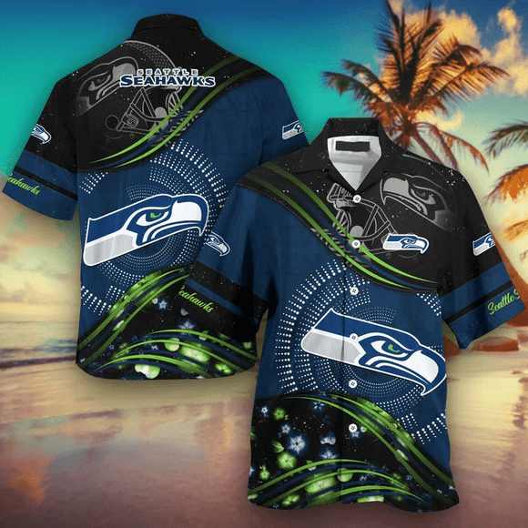 15% OFF Seattle Seahawks Hawaiian Shirt Short Sleeve For Men