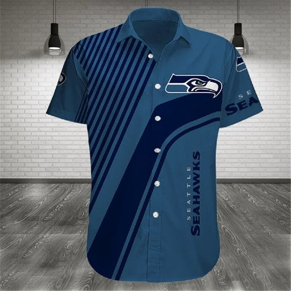 15% OFF Men's Seattle Seahawks Shirt Stripes Short Sleeve