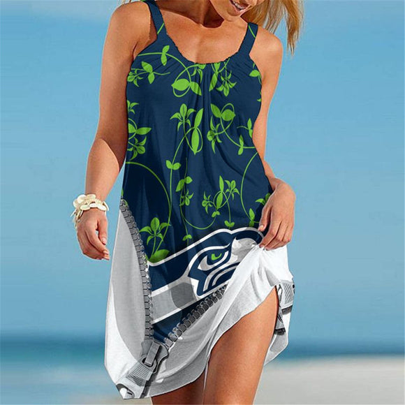 15% SALE OFF Seattle Seahawks Sleeveless Floral Dress For Summer