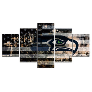 30 % OFF Seattle Seahawks Wall Art American Flag Canvas Print