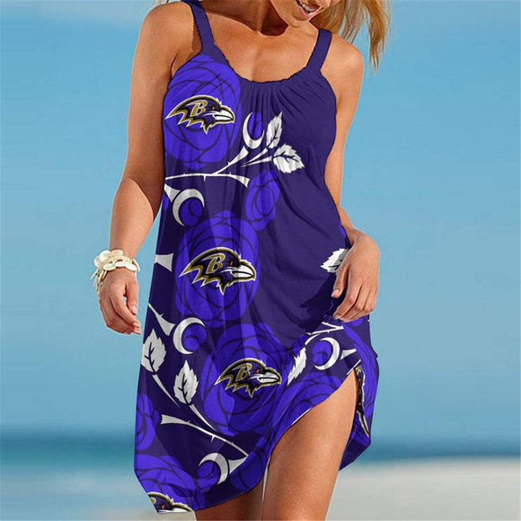15% OFF Best Women's Baltimore Ravens Floral Beach Dress