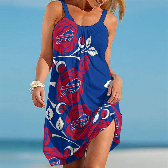 15% OFF Best Women's Buffalo Bills Floral Beach Dress