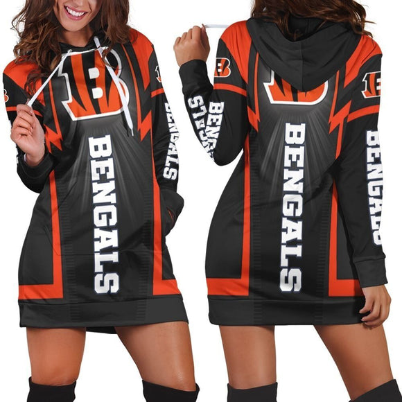 15% SALE OFF Women's Cincinnati Bengals Shine Hoodie Dress