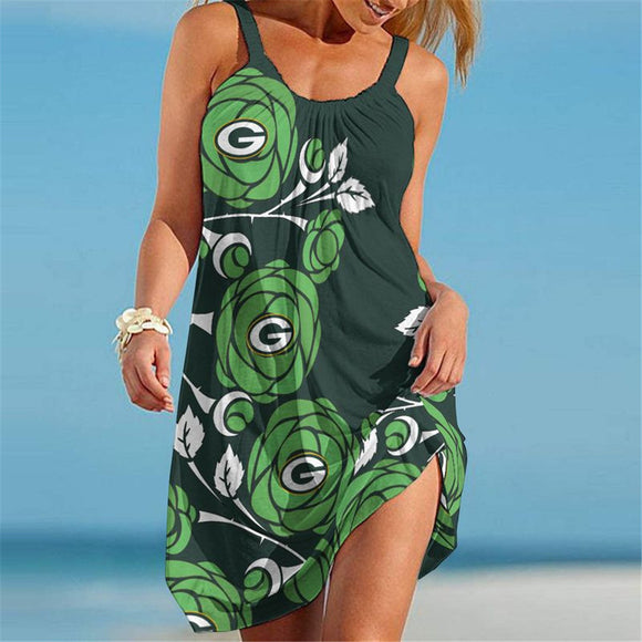 15% OFF Best Women's Green Bay Packers Floral Beach Dress