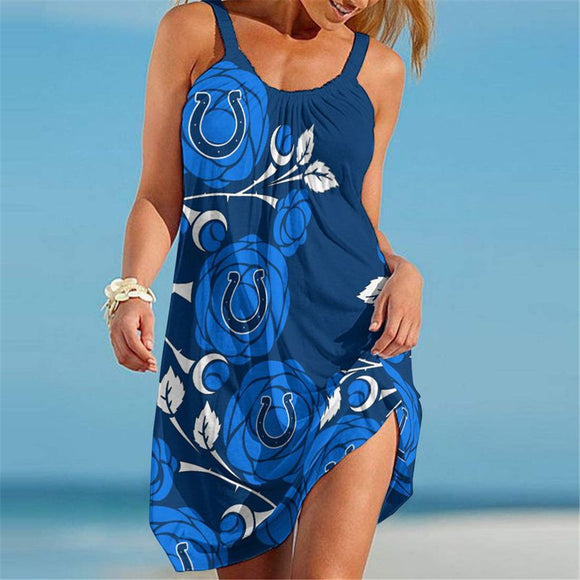 15% OFF Best Women's Indianapolis Colts Floral Beach Dress
