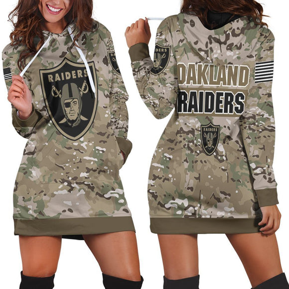 15% OFF Best Women's Las Vegas Raiders Camo Hoodie Dress For Sale