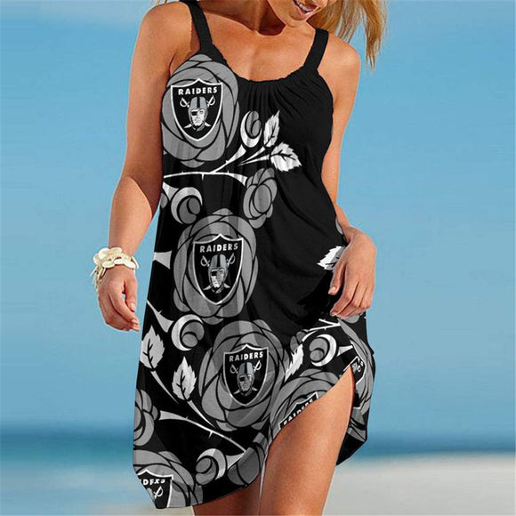 15% OFF Best Women's Las Vegas Raiders Floral Beach Dress