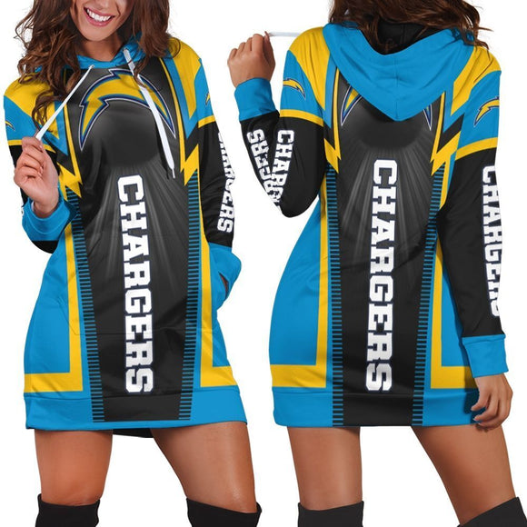 15% SALE OFF Women's Los Angeles Chargers Shine Hoodie Dress