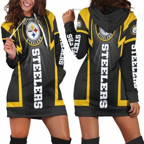 15% SALE OFF Women's Pittsburgh Steelers Shine Hoodie Dress