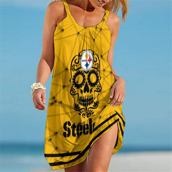 15% OFF Women's Sugar Skull Pittsburgh Steelers Dress Cheap